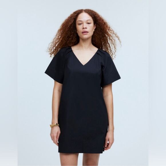Madewell V-Neck Mini Shirt Dress Black Size XS - Picture 1 of 8